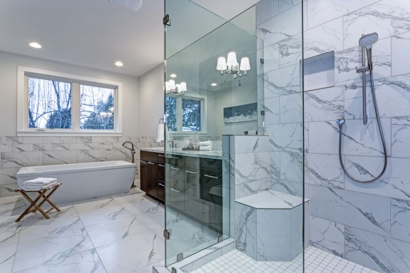 Open Shower with Stone Tile Accents